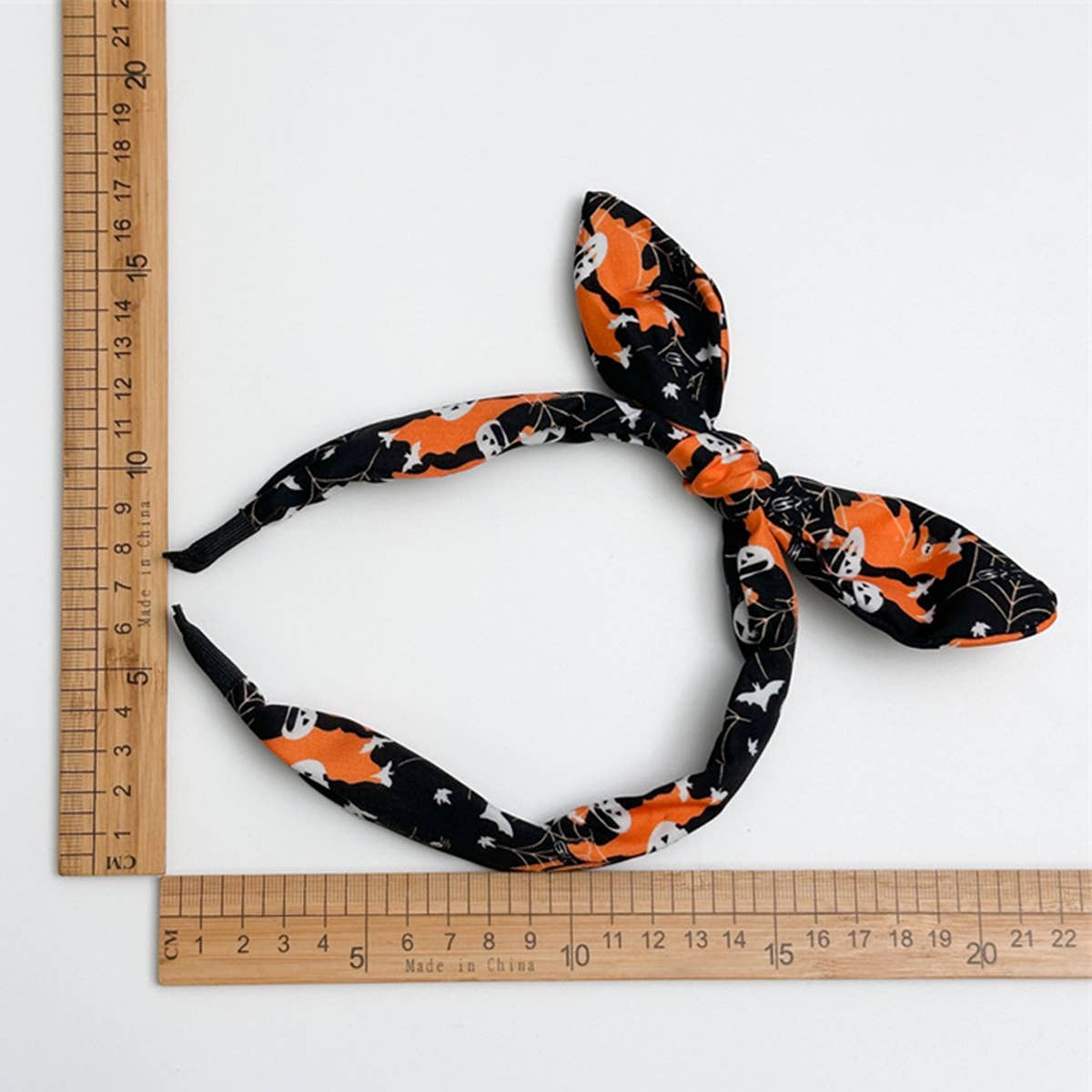 Halloween Skull Bunny Ear Headband Print_Cwaha07597