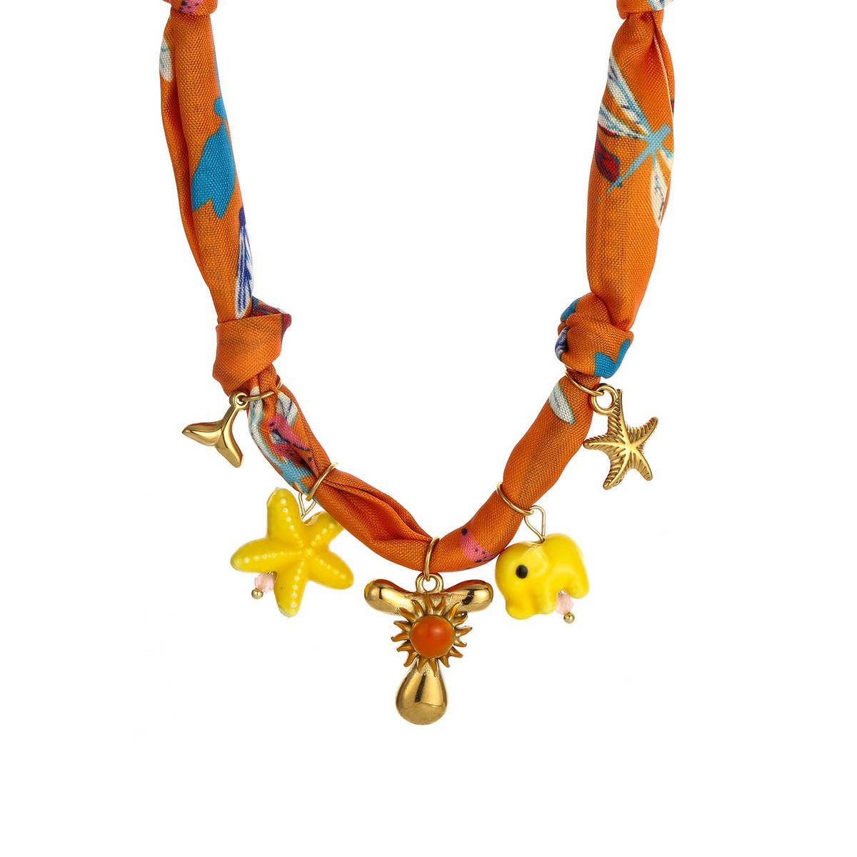 COLORFUL SCARF NECKLACE WITH FRUIT CHARMS_CWMM8801