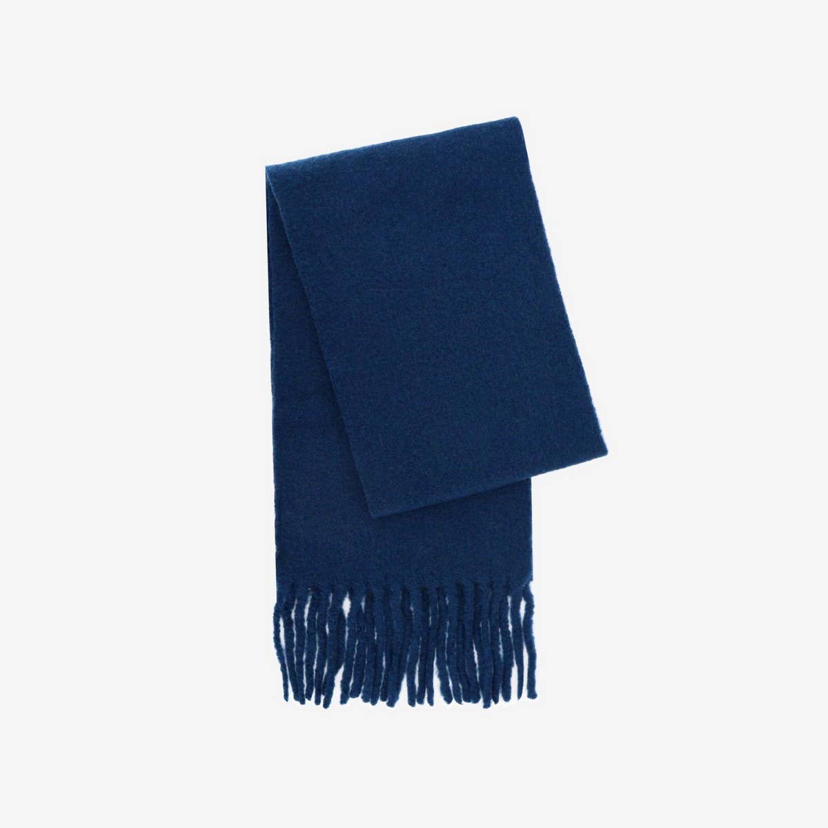 ICELAND BLUE WOOL SCARF LONG WINTER TASSEL WRAP_CWASC1097