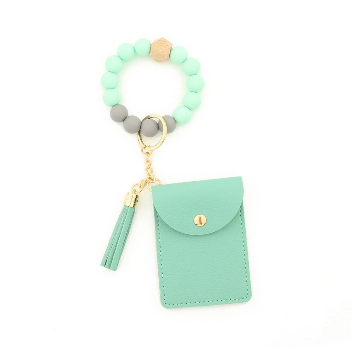 SOLID PU CARD WALLET WITH TASSEL BEAD STRAP_CWAB4967