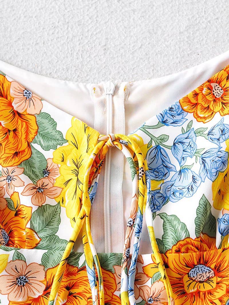 Stylish Slim Short Sleeved Lace-Up Front Dress