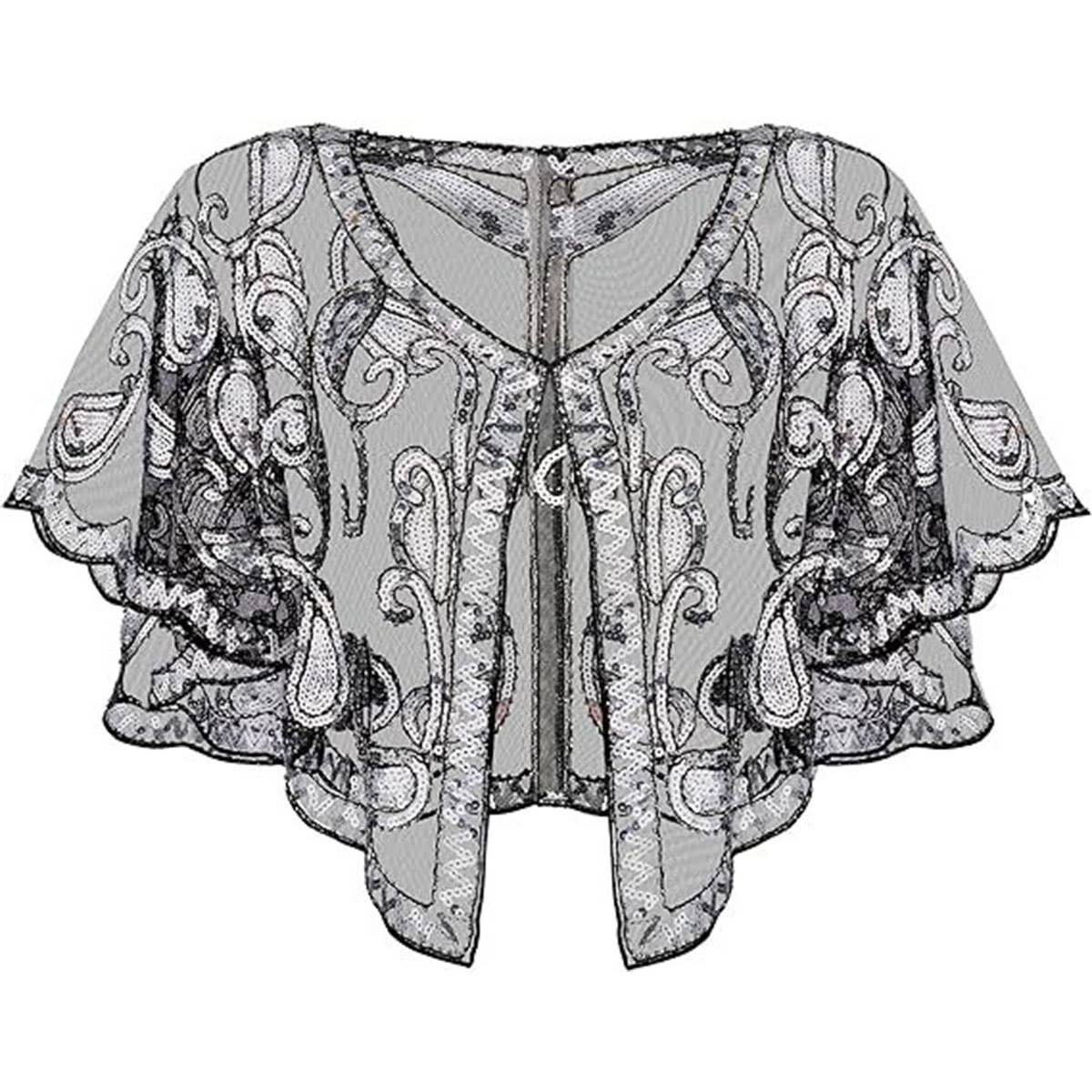 SEQUIN LACE EVENING SHAWL PARTY FORMAL WRAP_CWMM8953