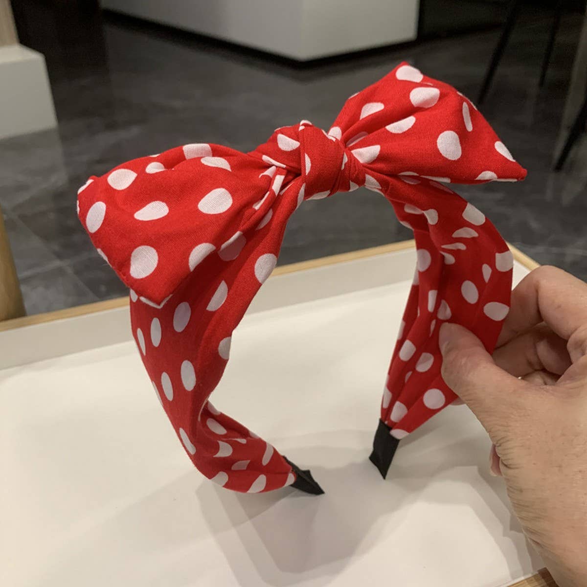 FRENCH STYLE BIG BOW DOT SIMPLE HEADBAND_CWAHA2558