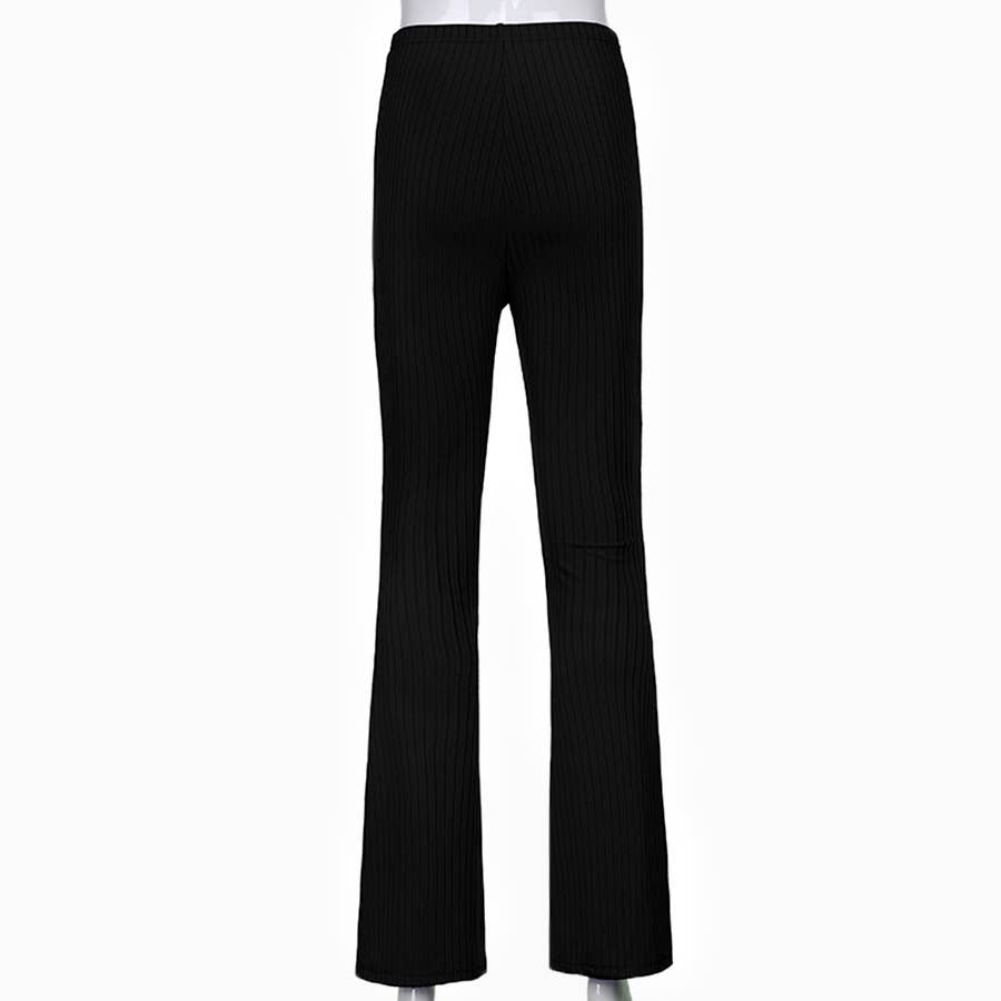 Solid-Color High-Waisted, Form-Fitting Pants