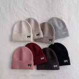 CHILDRENS WARM KNITTED HAT WITH BOW EMBROIDERY_CWAH2926