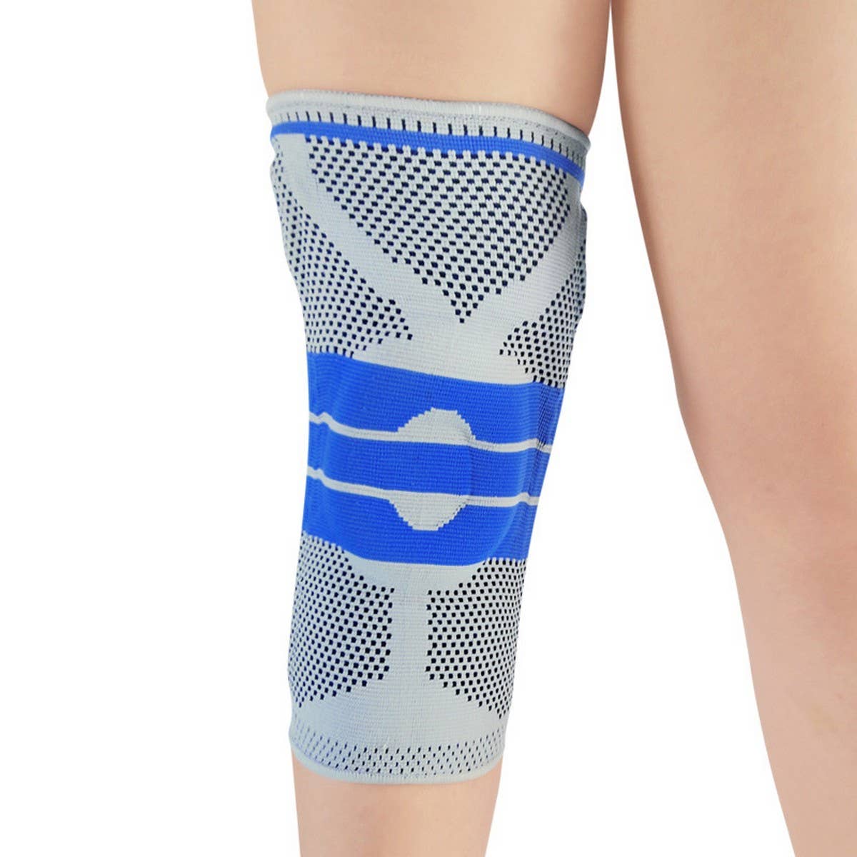 GRAY SILICONE PAD KNEE BRACE WITH DUAL SPRINGS_CWMM7899