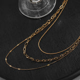 FASHIONABLE PRESSED PAPER CLIP THREE LAYER NECKLACE_CWMM3694