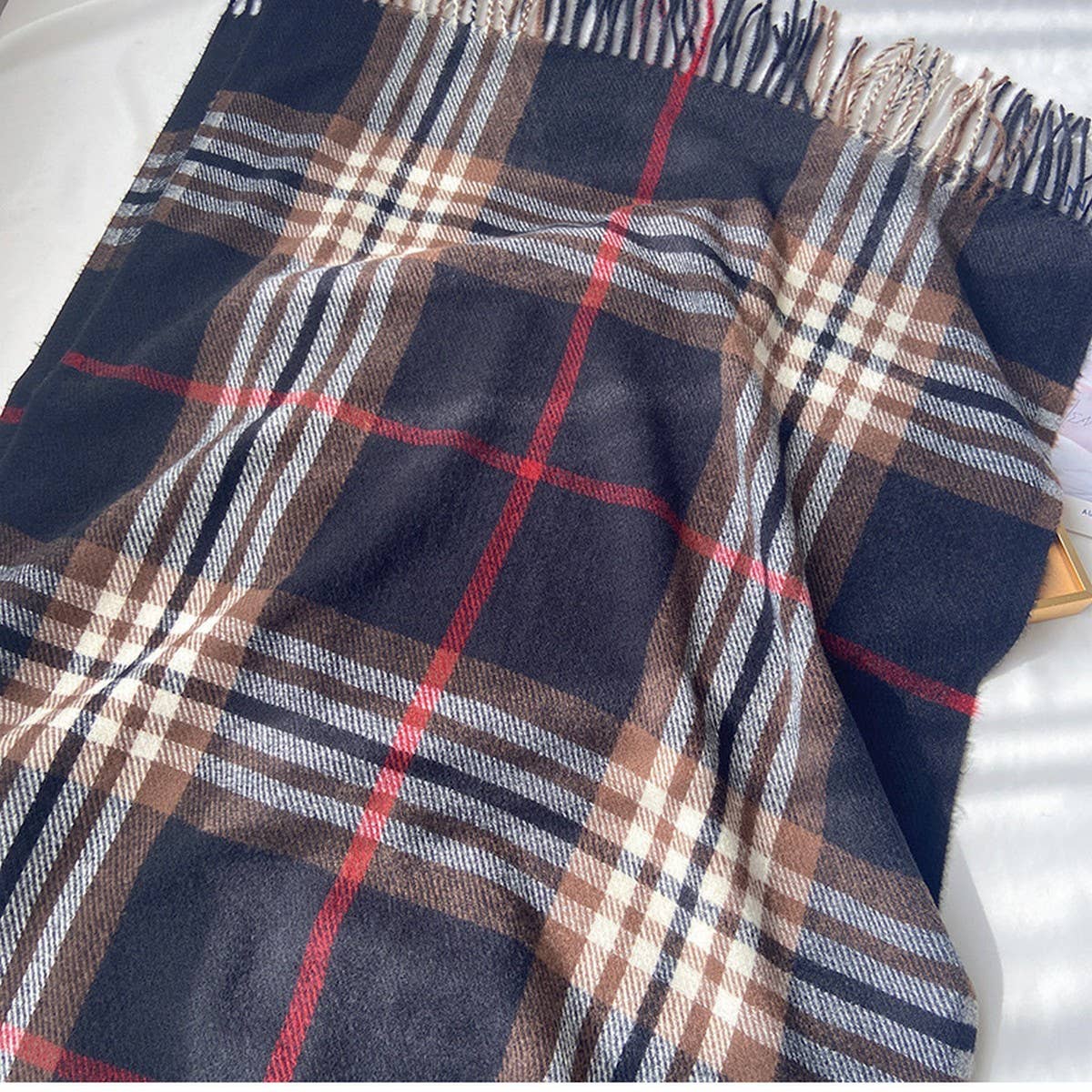PLAID SCARF WARM FRINGE WINTER WRAP_CWASC1467