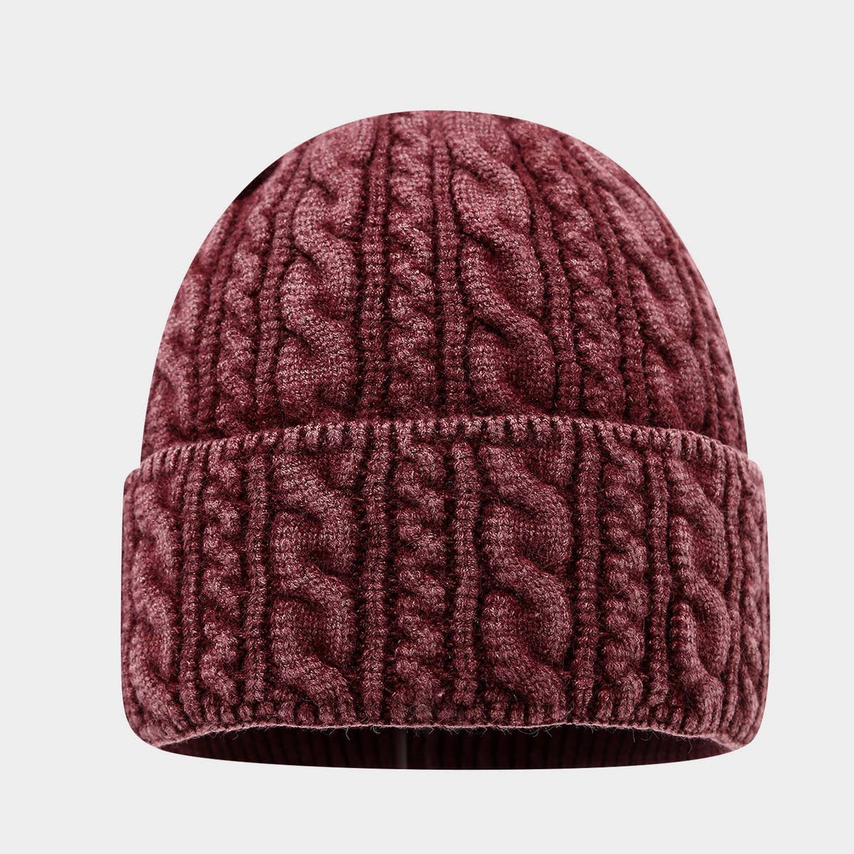Unisex Cable Knit Beanie Winter Warm Hat_Cwah04763