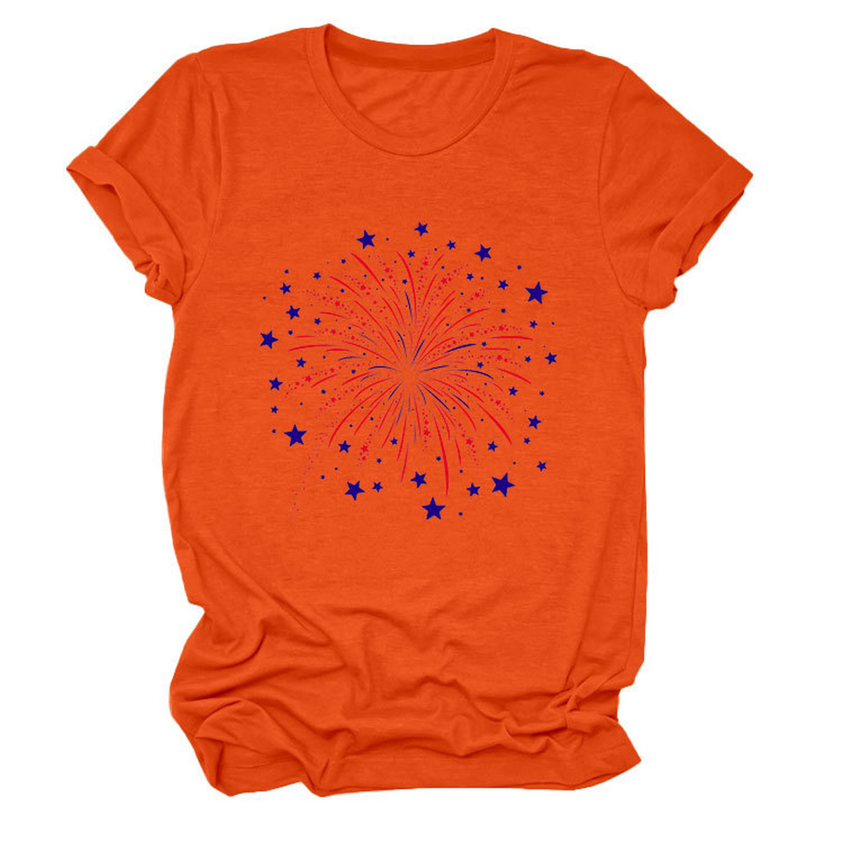 Trendy Loose Star Fireworks Graphic Tee For Women