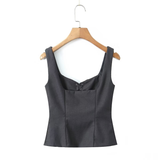 STYLISH TIE STRAP VEST CASUAL FRENCH LOOK_CWTHT0242