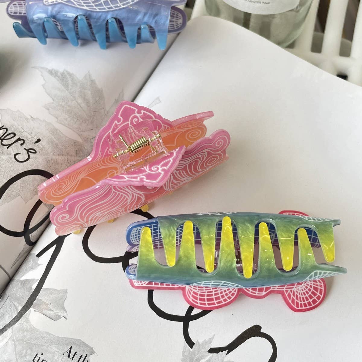 Cwaha1546_Dream Color Hair Claw Clip,Bear,Mermaid,Line