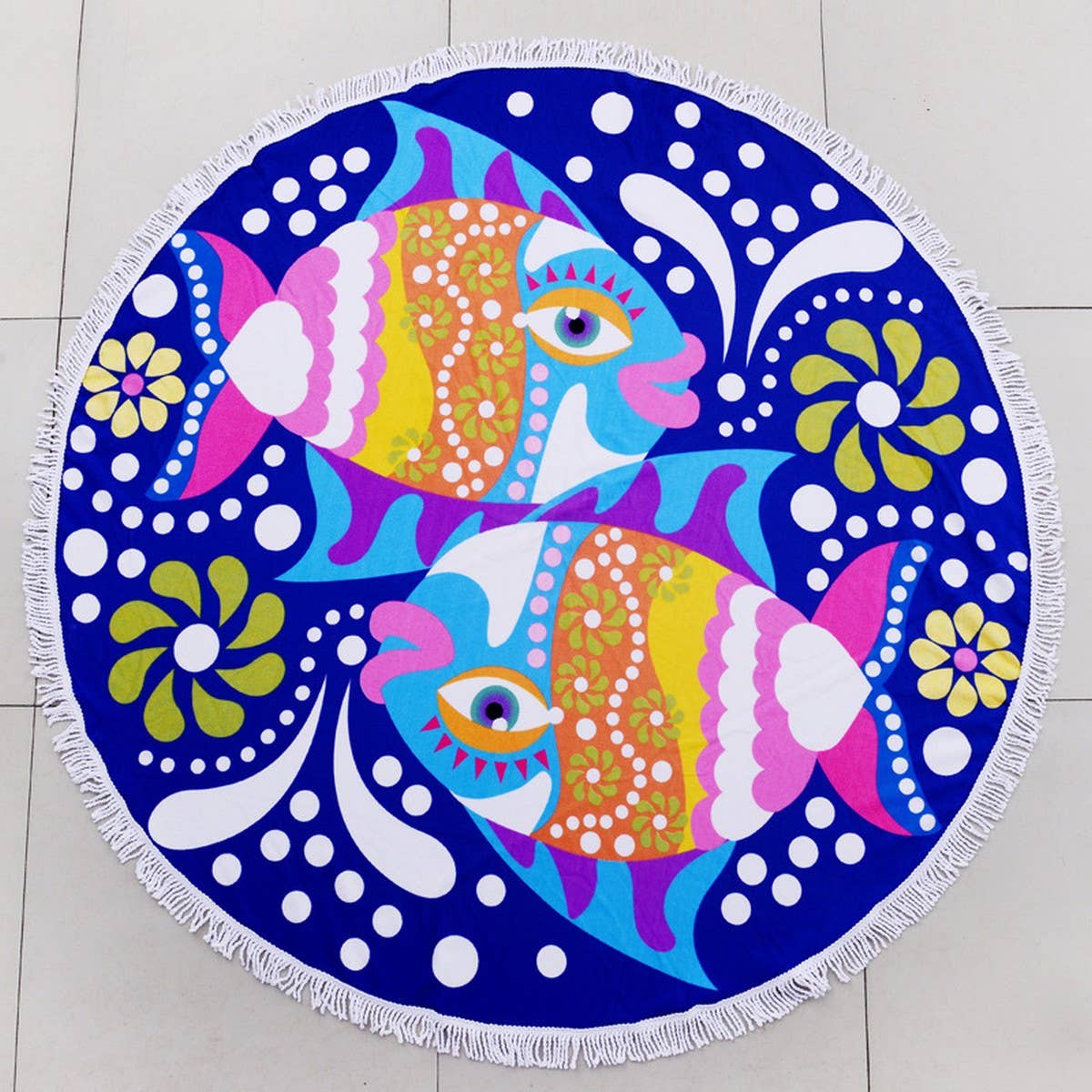 ROUND MICROFIBER TASSEL BEACH TOWEL BLANKET_CWMM7602