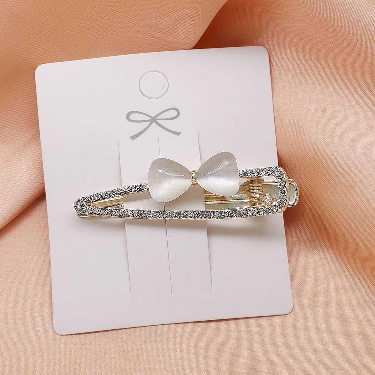 Cat'S Eye Stone Bow Hairpin Side Bangs Clip_Cwaha4710