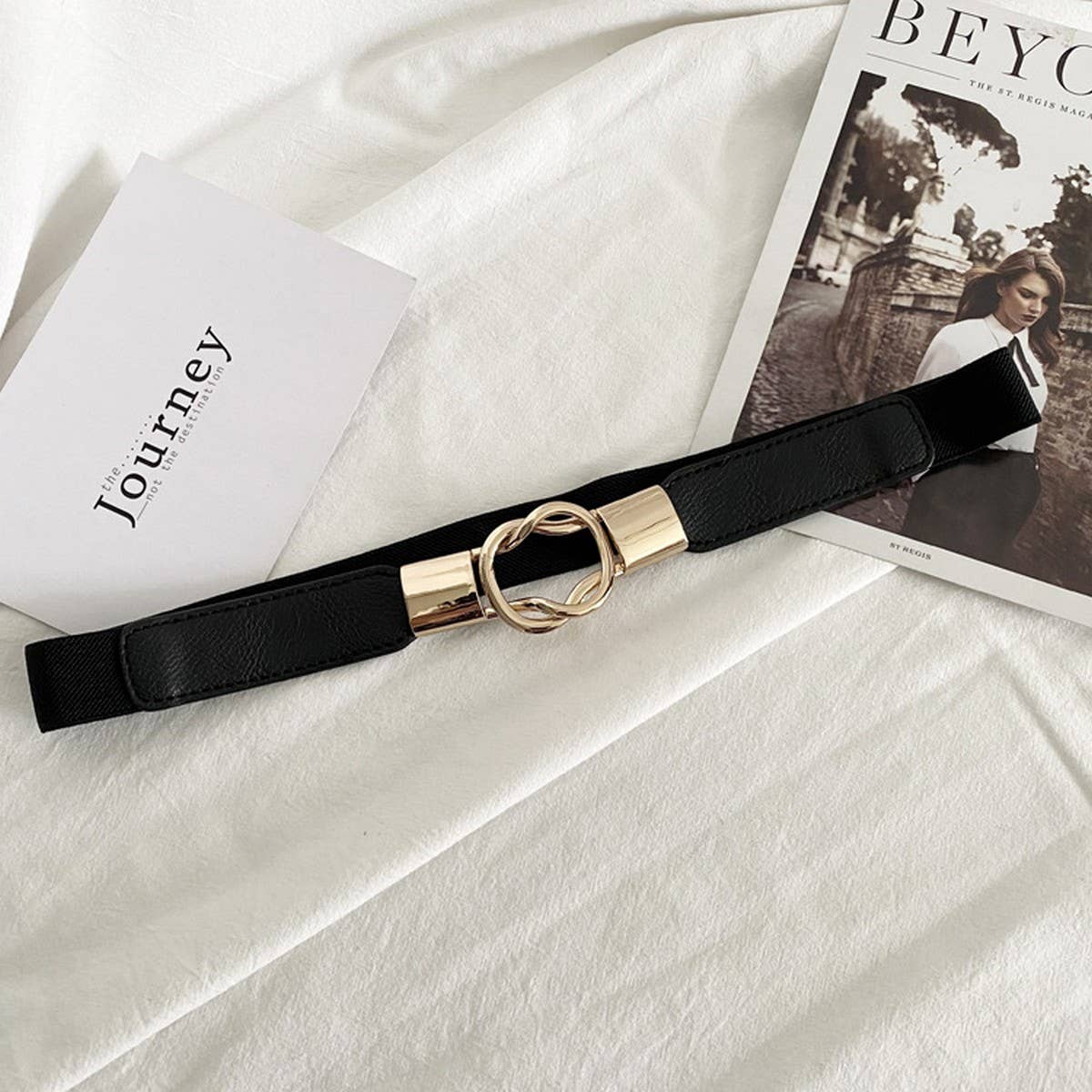 DOUBLE BUCKLE ELASTIC FASHIONABLE WAIST BELT_CWABE0652