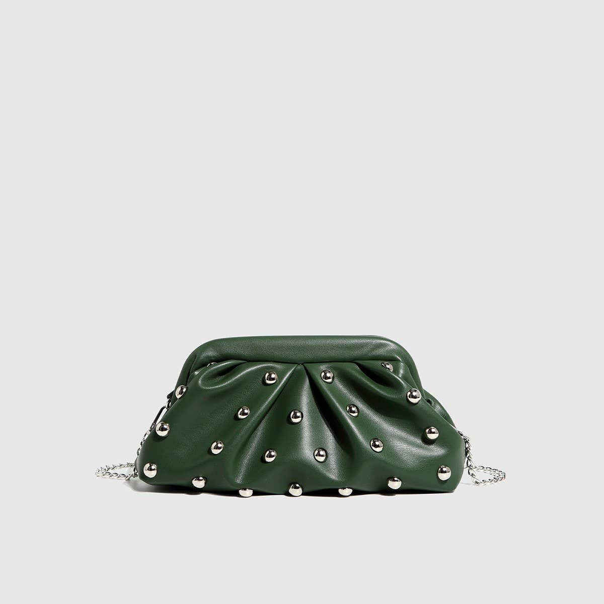 STUDDED DUMPLING CLUTCH CHAIN SHOULDER BAG_CWAB5711