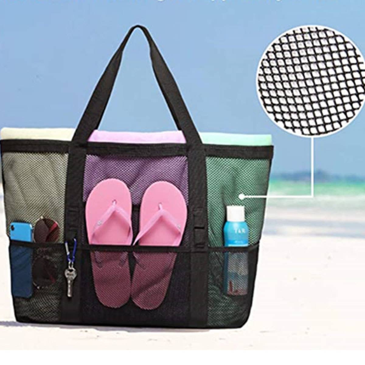 Large-Capacity Mesh Hand-Held Beach Bag
