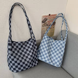 Plaid Simple Commuter Canvas Bag_Cwab2156