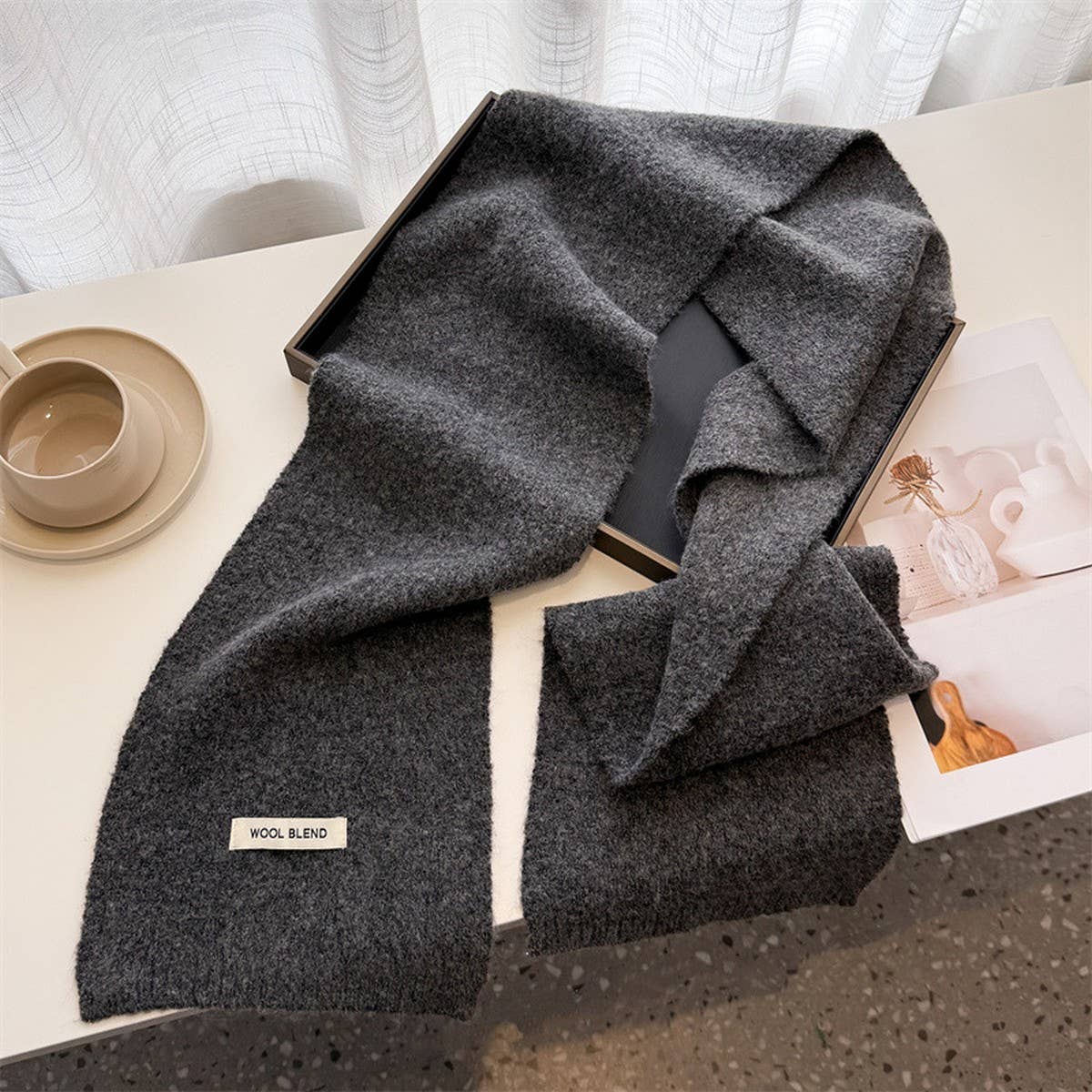 Solid Knit Scarf Soft Warm Winter Shawl_Cwasc03456