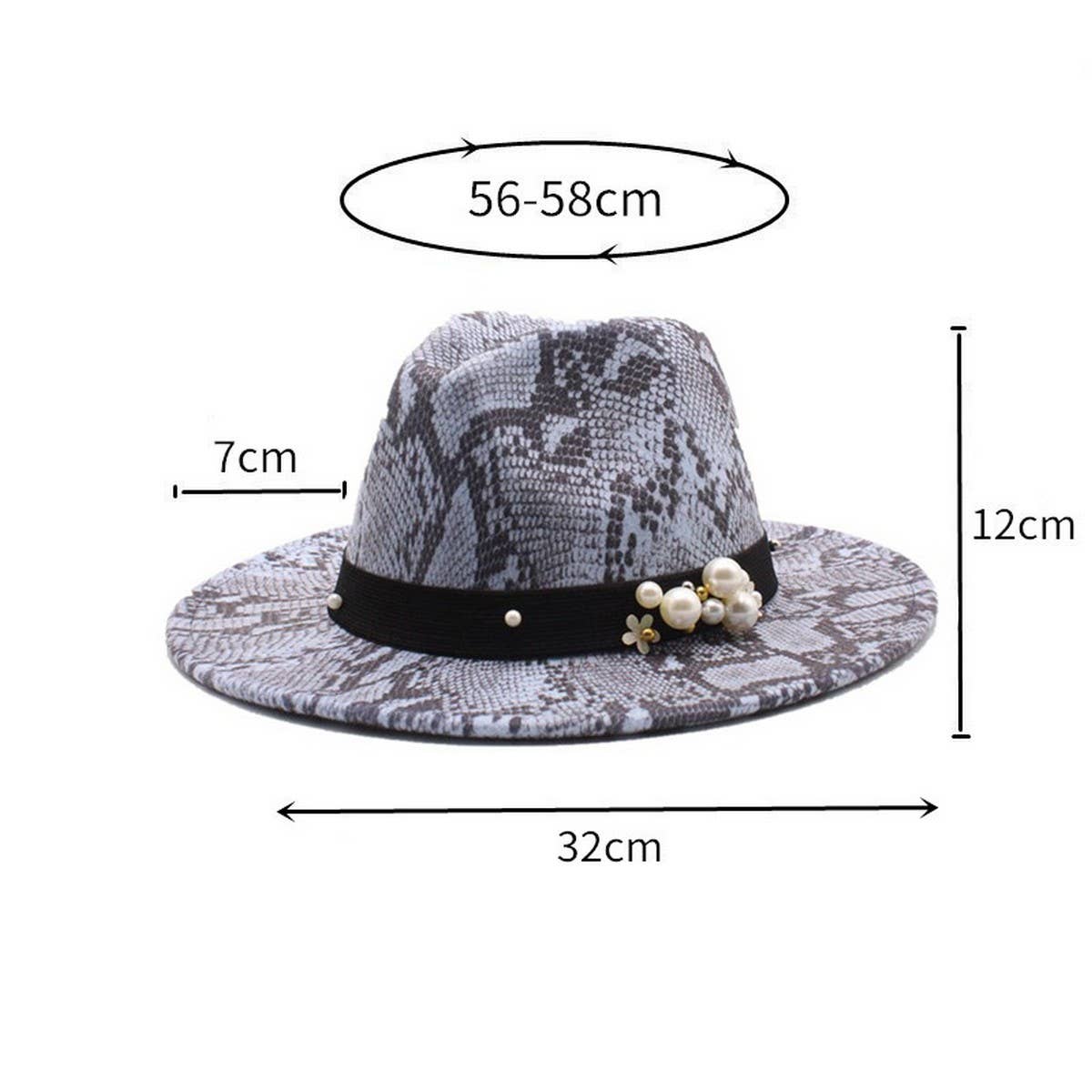 Tweed Hat Snake Pattern Hat Jazz Hat Felt Hat_Cwah2597