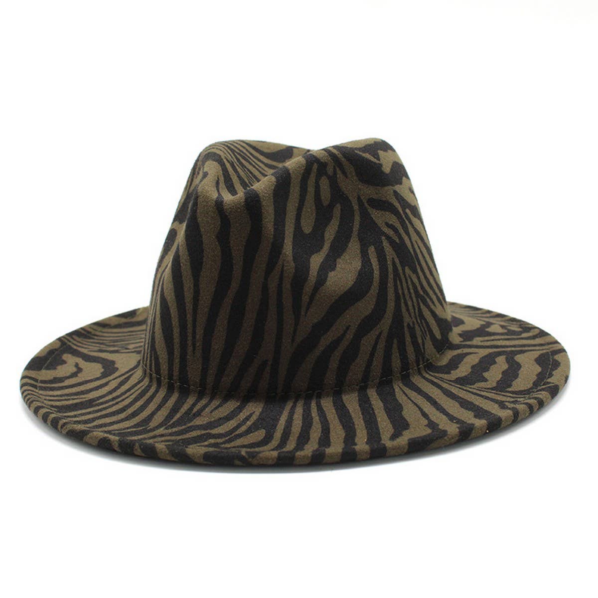 JAZZ HAT WOOLEN HAT COW PATTERN FLAT BRIM HAT_CWAH2540