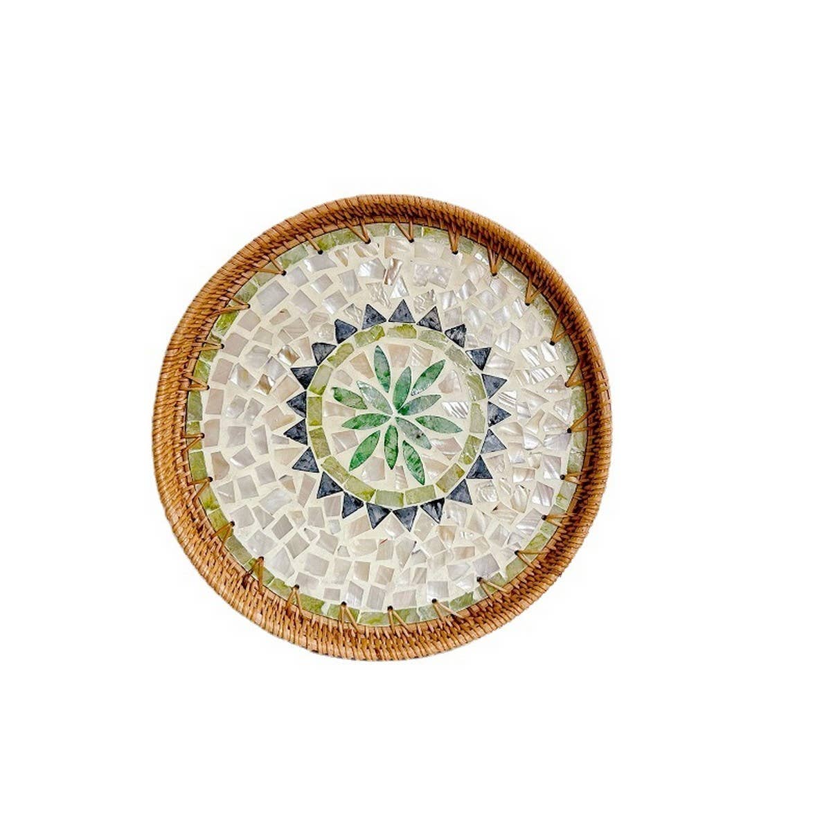 RATTAN SHELL STORAGE BASKET TRAY 2 PIECE SET_CWMM4540