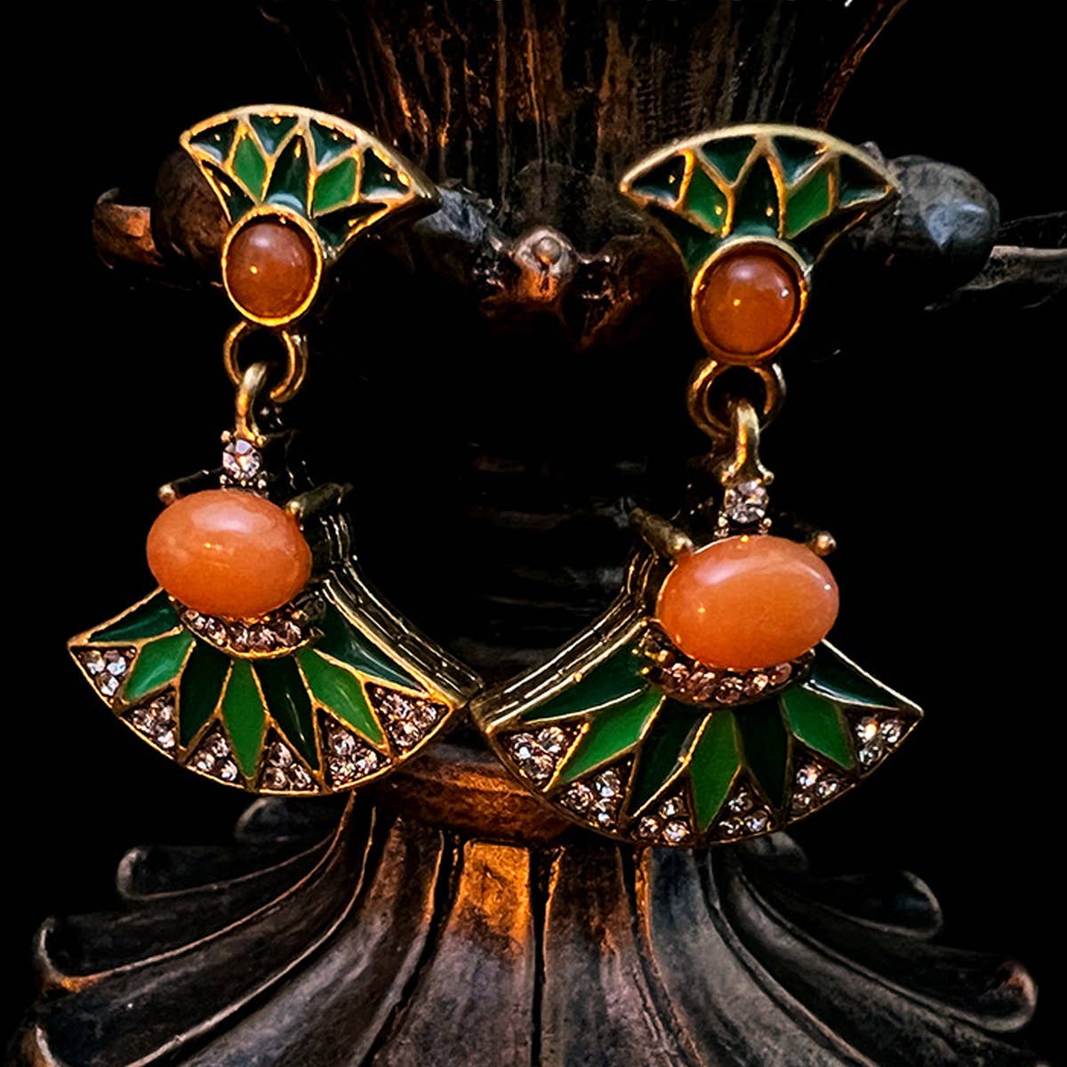 RETRO FAN SHAPED EARRINGS_CWAJE1111