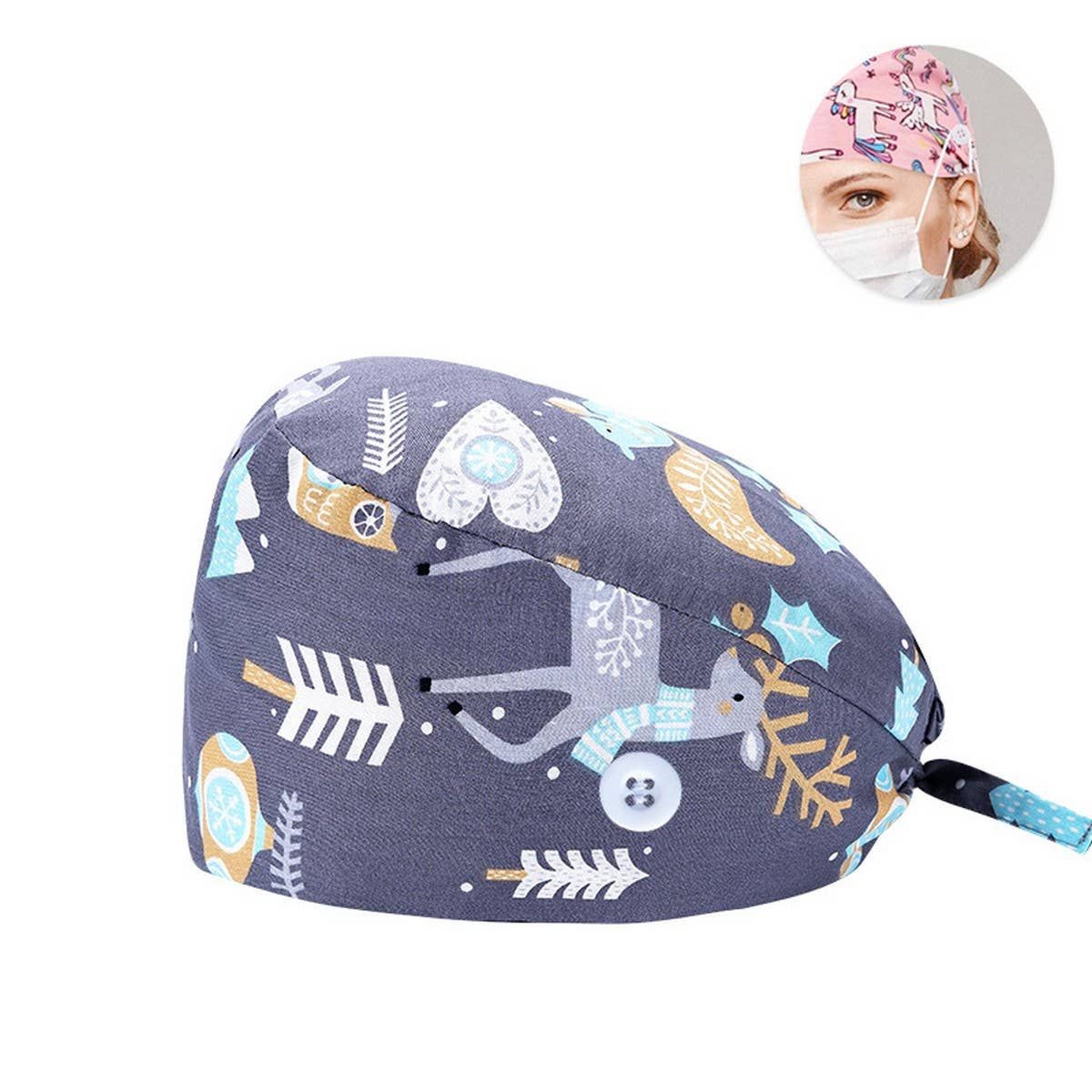 PRINTED SURGICAL CAP SCRUB CAP COTTON NURSE CAP_CWAH3378