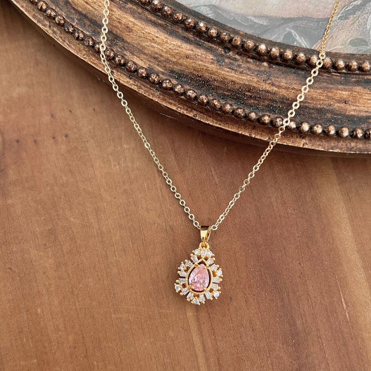 2024 NEW SIMPLE PINK WATER DROP NECKLACE_CWAJE1262