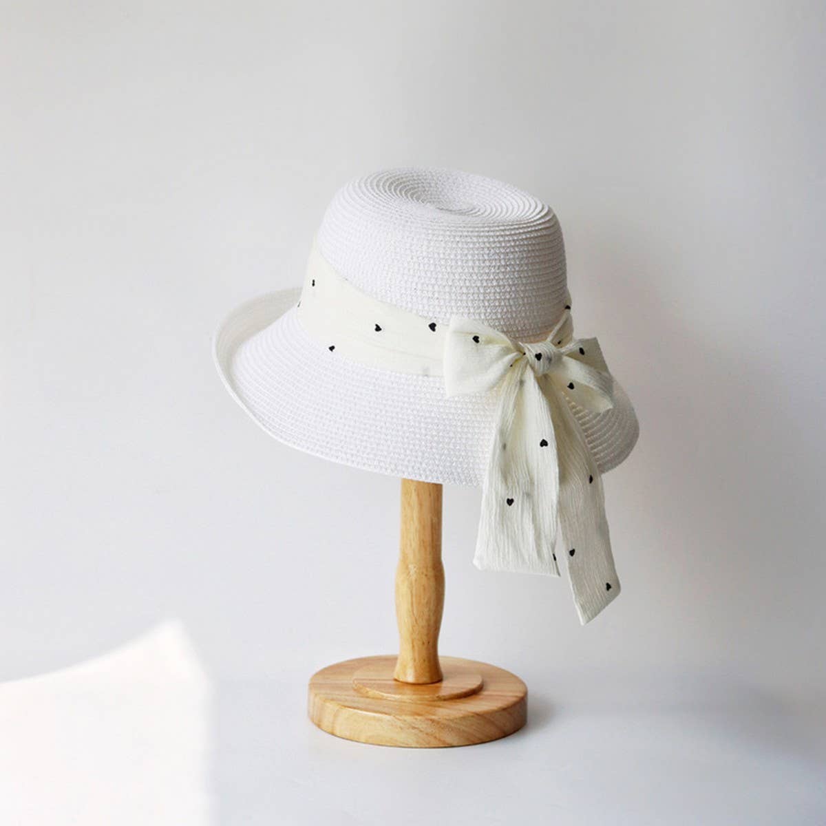 SUMMER WOMENS POLKA DOT BOW STRAW HAT_CWAH3504