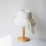 SUMMER WOMENS POLKA DOT BOW STRAW HAT_CWAH3504