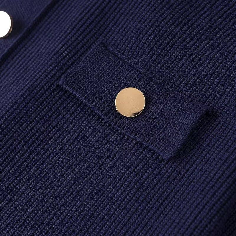 Solid Color Pendant Single-Breasted Sweater Dress