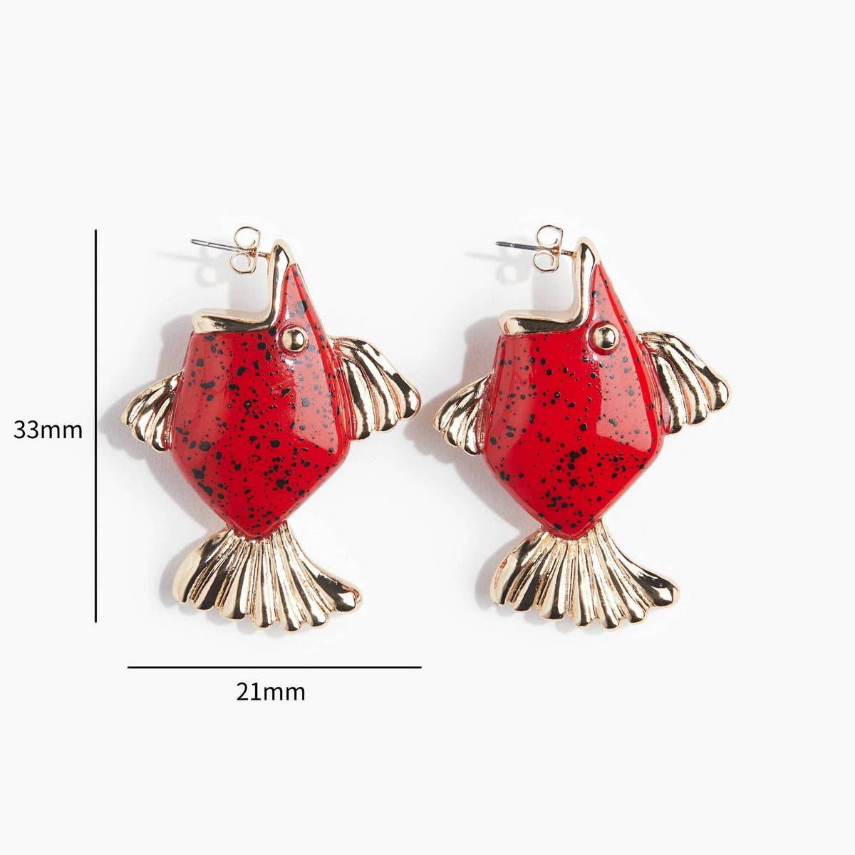 FASHION RETRO RED SPOTTED CHUBBY FISH EARRINGS_CWAJE5049