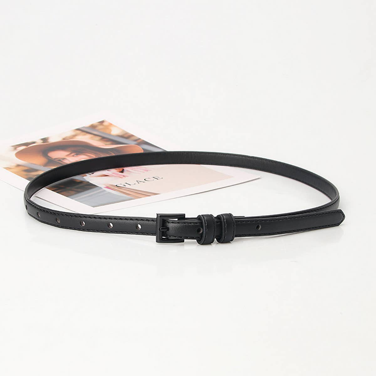 Cwabe0907_Women'S Small Square Buckle Thin Belt