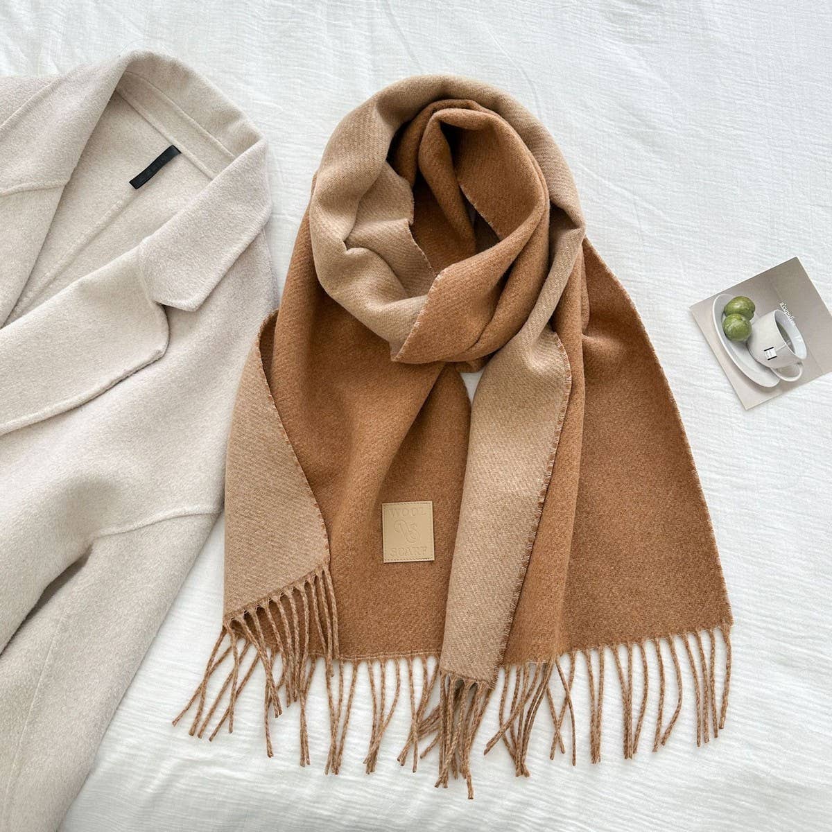 Cwasc03138_Winter Wool Reversible Tassel Scarf For Couples