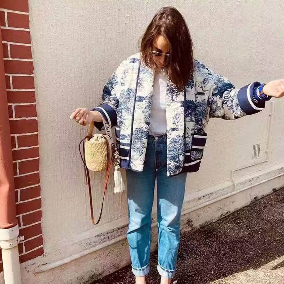 QUILTED JACKET WITH FLORAL PRINT LAPEL_CWOJA1565