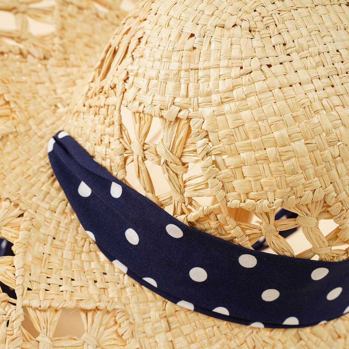 SOLID COLOR SPOTTED STRAP SUN HAT_CWAH1437
