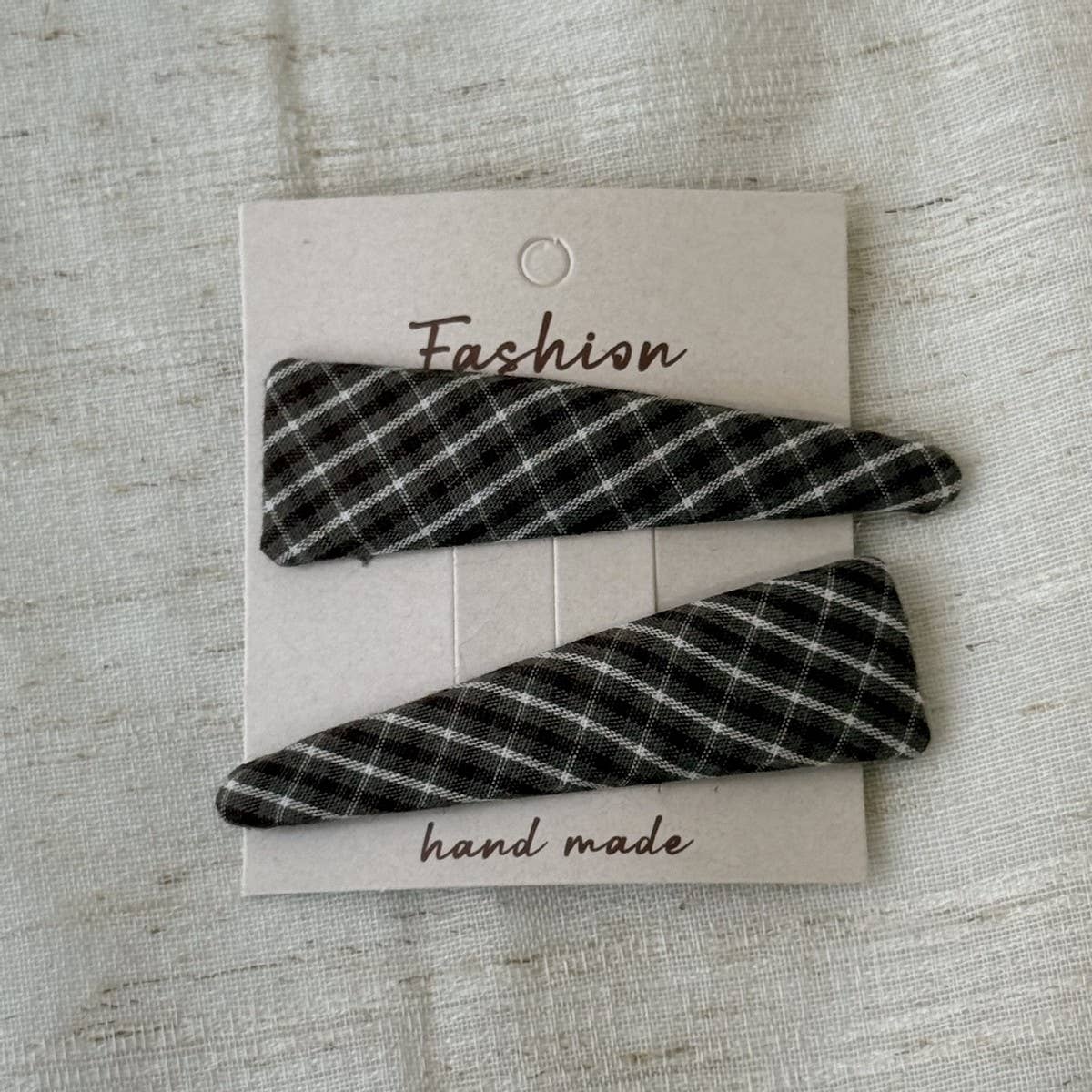 Plaid Fabric Bb Hair Clips Set For Girls_Cwaha07977