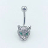 LEOPARD HEAD CZ BELLY RING BOLD PIERCING JEWELRY_CWMM9195
