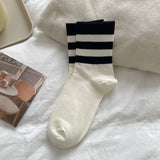 AUTUMN AND WINTER CONTRAST COLOR DOUBLE BAR SOCKS_CWMS0908