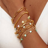 PAPERCLIP CHAIN MULTI LAYERED HEART SHELL BRACELET_CWMM3734