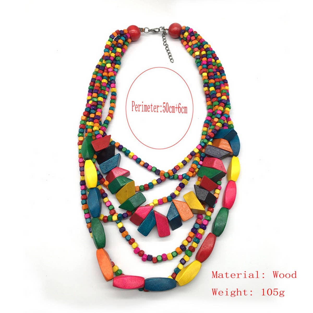 MULTI LAYERED IRREGULAR WOODEN BEADS NECKLACE_CWMM4556