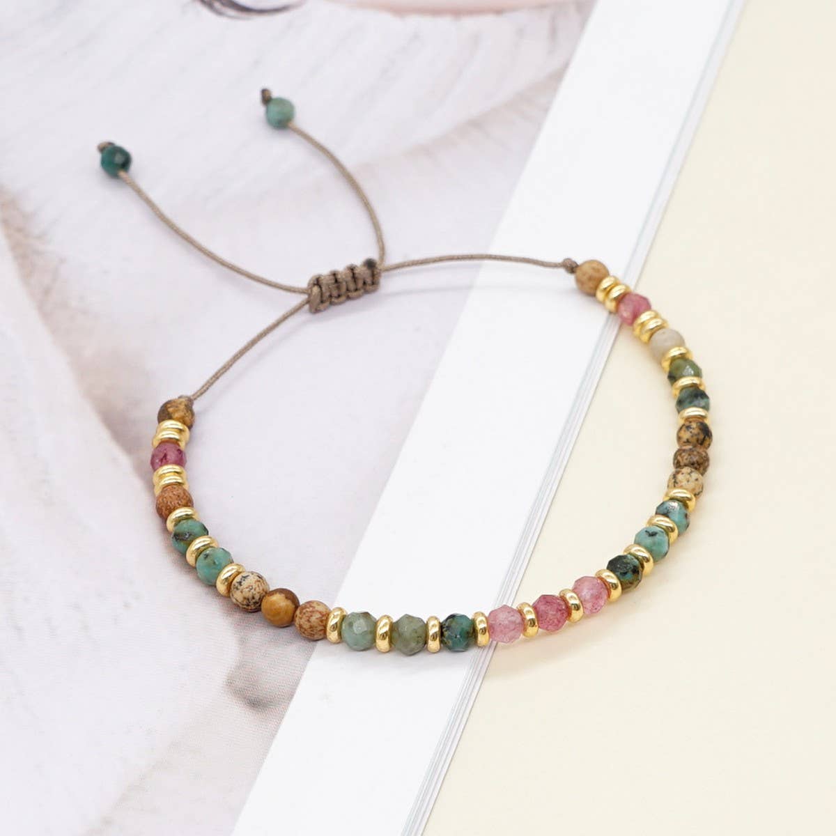 COLORFUL SEMI PRECIOUS STONEHANDMADE BEADEDBRACELET_CWAB4639