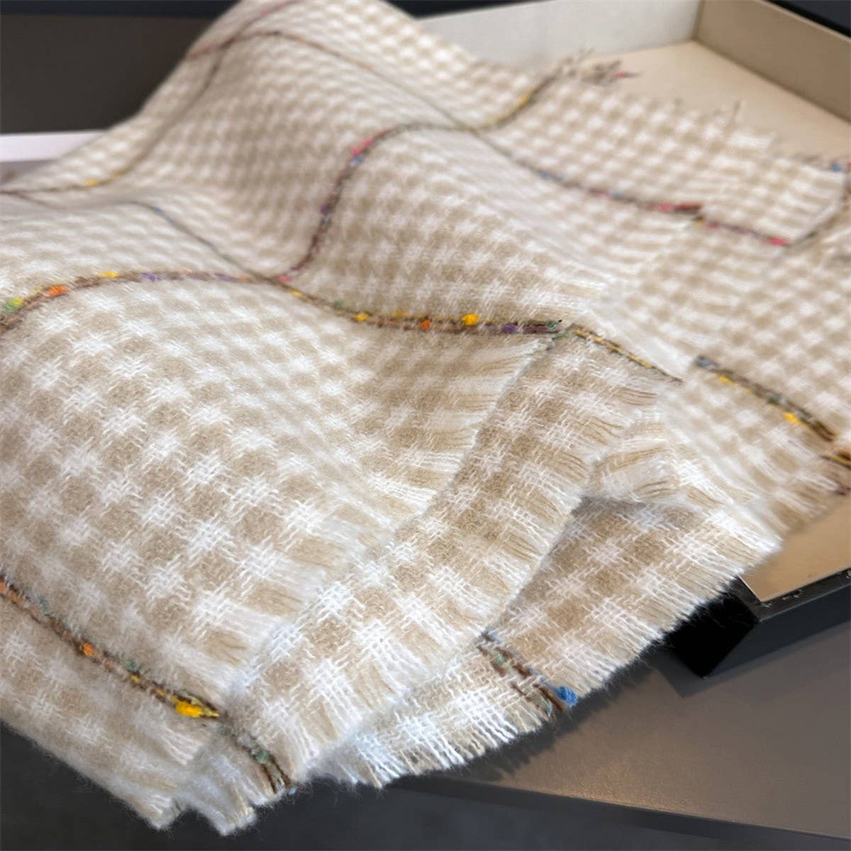 Houndstooth Pattern Winter Warm Cashmere Scarf_Cwasc03266
