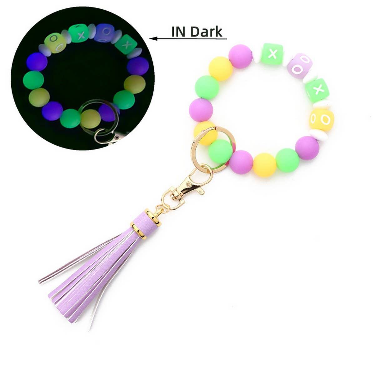 GLOW IN THE DARK WRISTBAND WITH TASSEL KEYCHAIN_CWMM6870