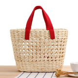 Hollow Solid Color Large Woven Bag_Cwab2115