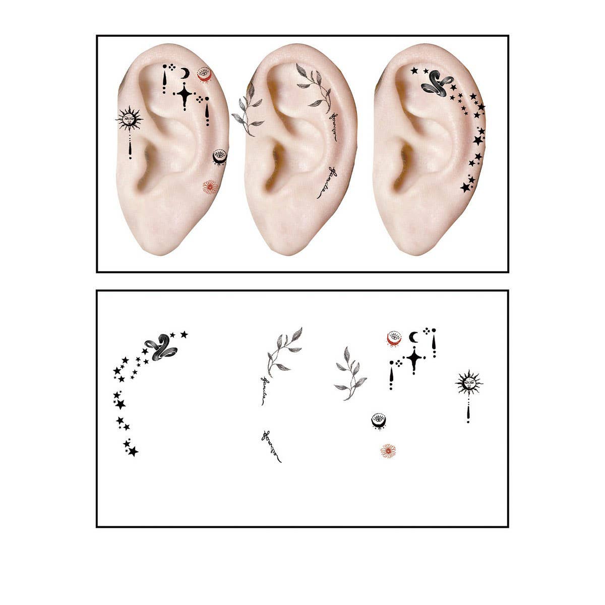 CUTE CARTOON EAR TATTOOS WATERPROOF STICKER SET_CWMM8394