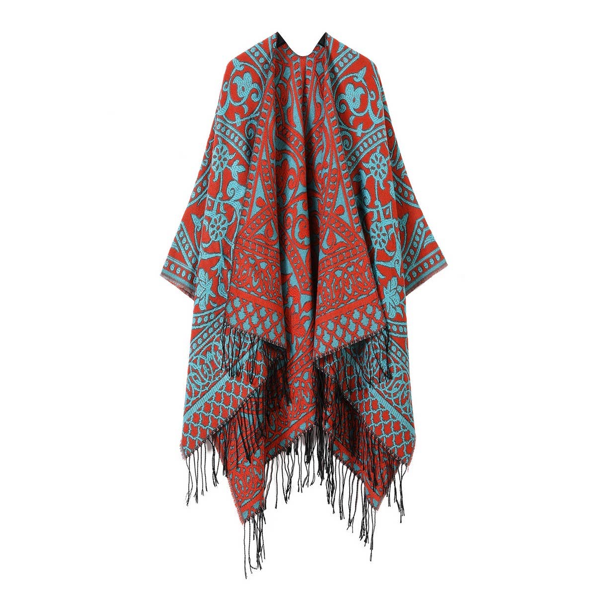 Warm Faux Cashmere Tassel Scarf Cape Shawl_Cwasc2168