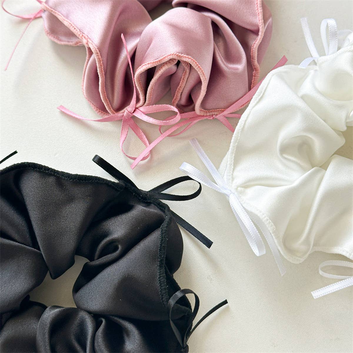 BALL HEAD RUBBER BAND RIBBON BOW HAIR TIE_CWAHA1353