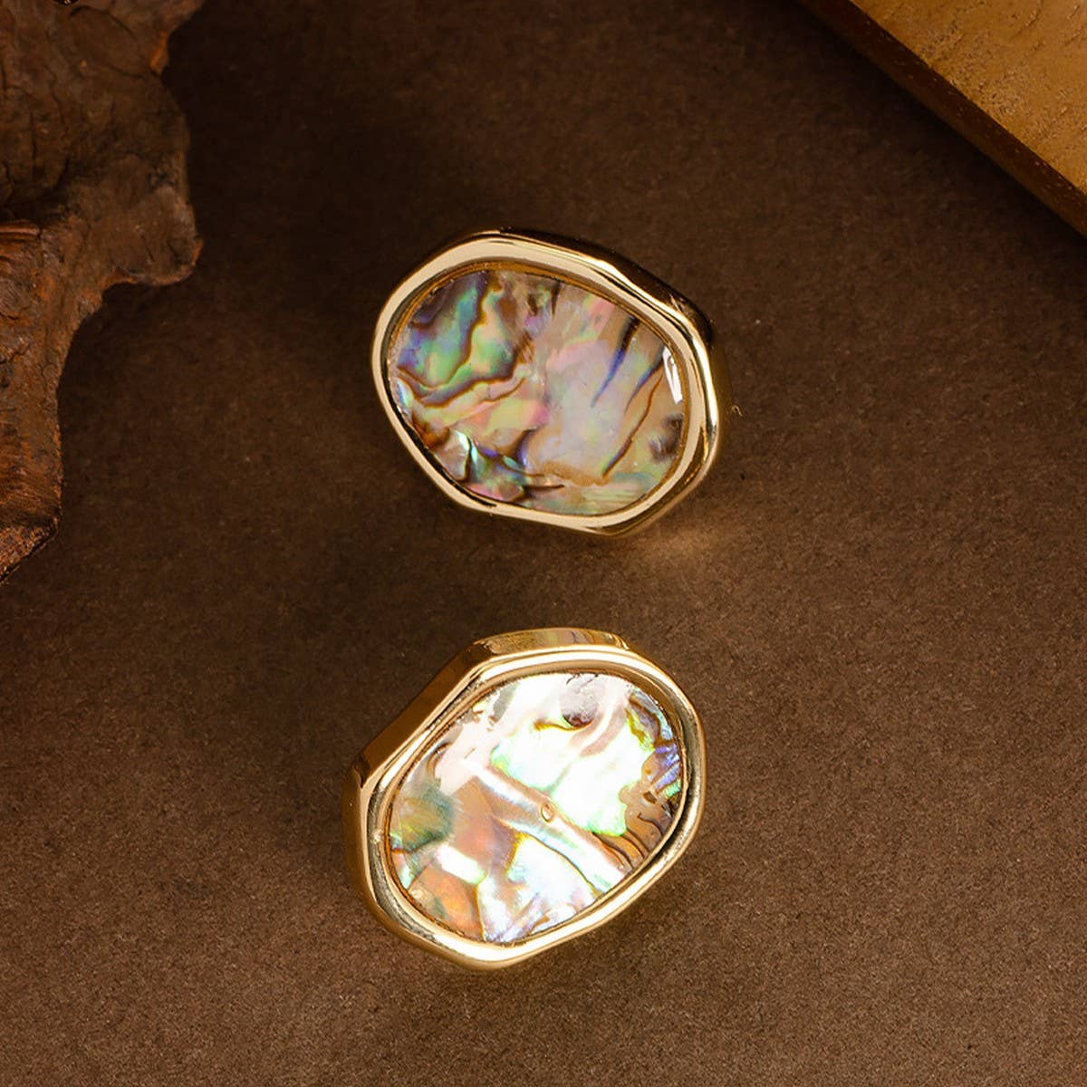 IRREGULAR ABALONE GEOMETRIC EARRINGS_CWMM4325